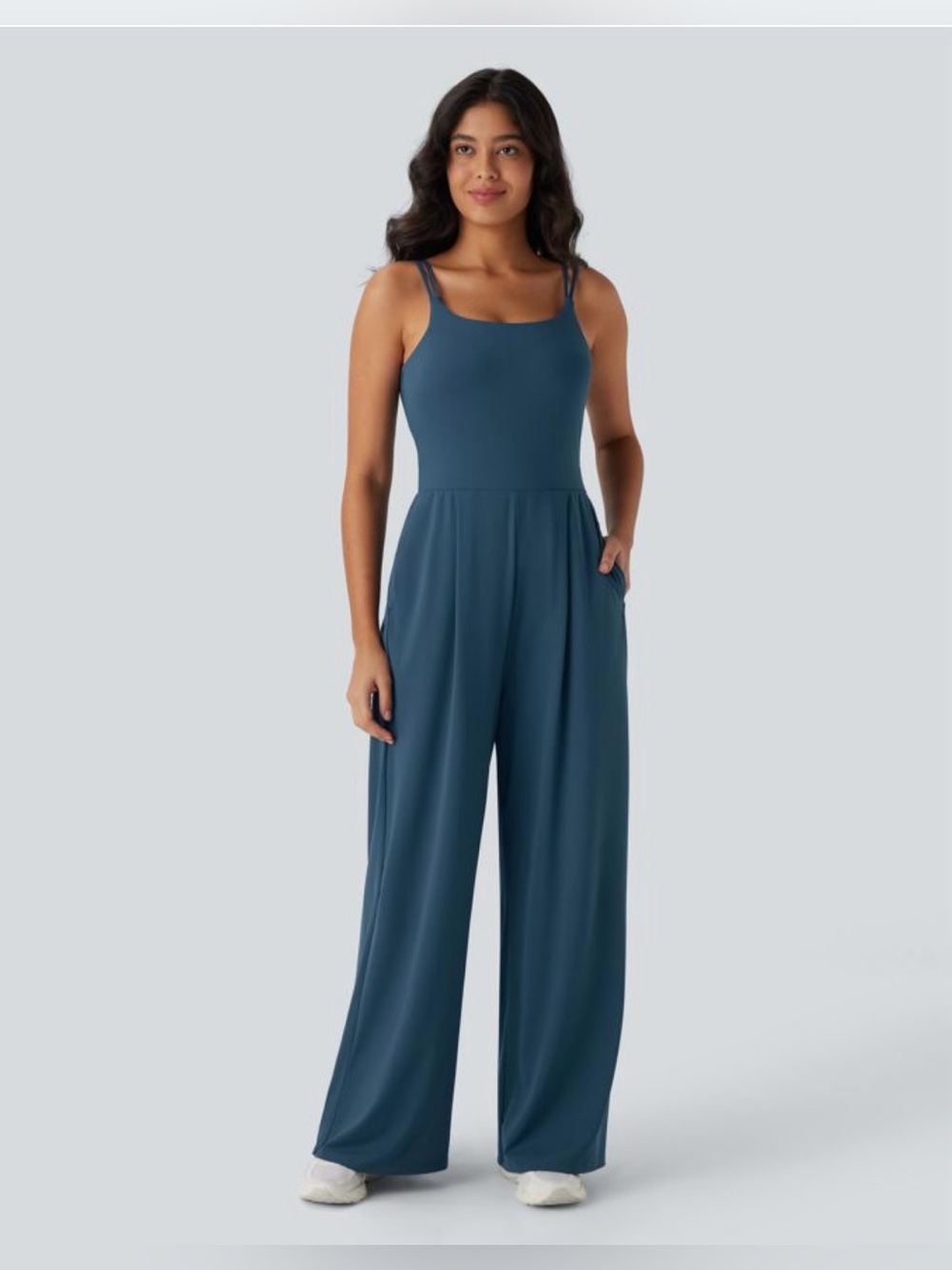Halara SoftlyZero Airy Double Straps Pocket InstantCool Yoga Jumpsuit Size XS